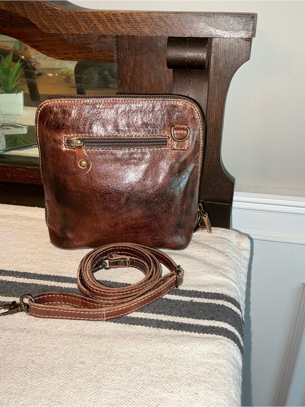 NWOT Bed Stu Leather Ventura Clutch Crossbody Belt Bag Teak Rustic Retail $155 - Picture 2 of 13